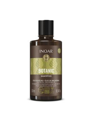 INOAR Botanic Shampoo - matu stiprinošs un augšanu veicinošs šampūns ar rīcineļļu 300 ml.