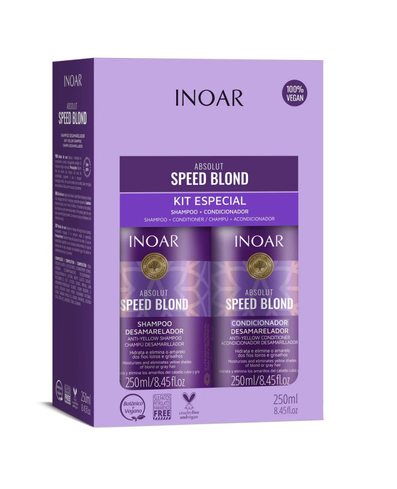 INOAR Speed Blond Duo komplekts - kopšanas līdzekļu komplekts gaišiem matiem 2x250 ml