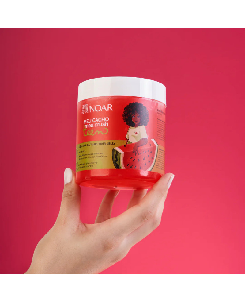 INOAR Meu Cacho Meu Crush Teen Watermelon Hair Jelly - matu veidošanas želeja cirtainiem matiem ar arbūzu smaržu 500 g.