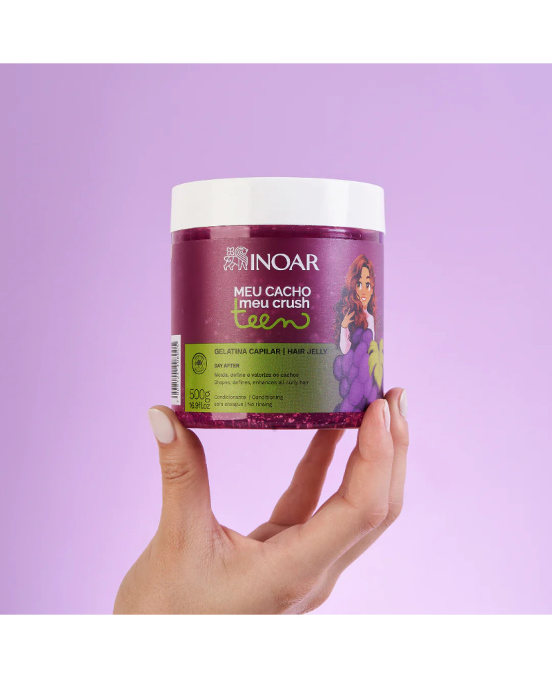 INOAR Meu Cacho Meu Crush Teen Grape Hair Jelly - matu veido žele viļņainiem vīnogu smaržas 500 g.